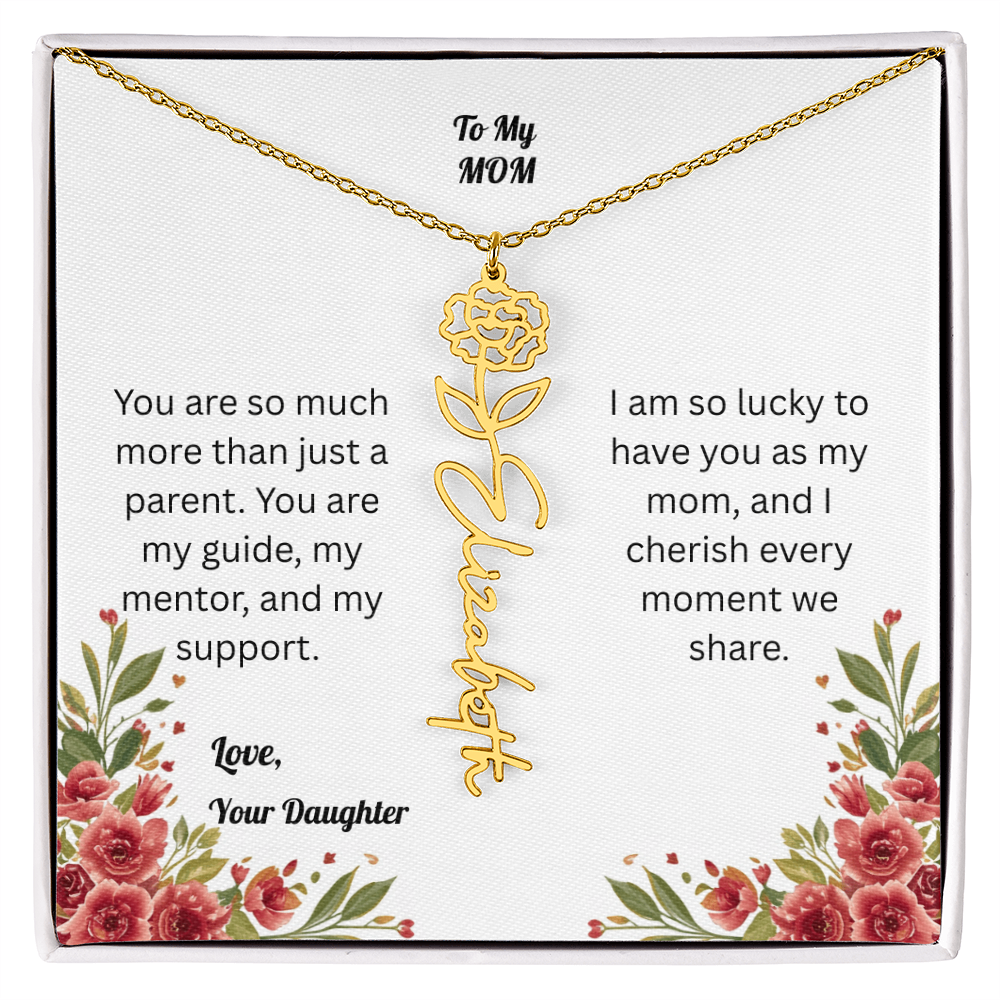 The Mother's Day Garden: Custom Birth Flower and Name Necklace from Daughter