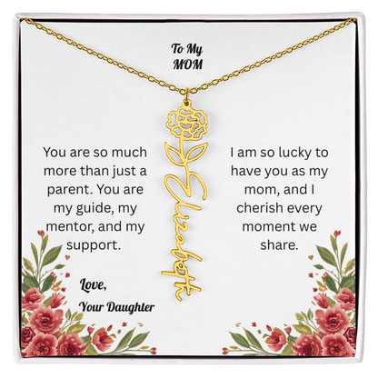 The Mother's Day Garden: Custom Birth Flower and Name Necklace from Daughter