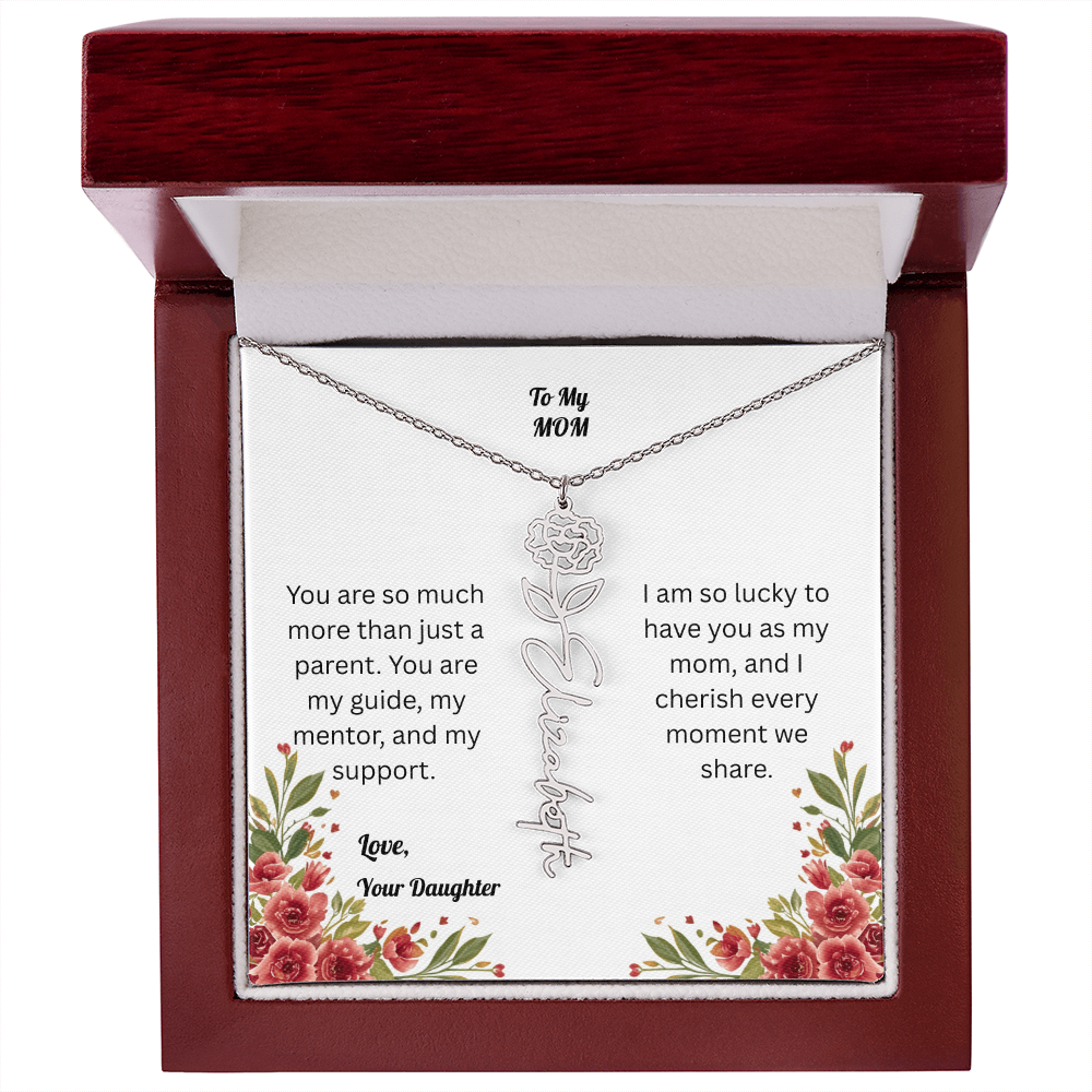 The Mother's Day Garden: Custom Birth Flower and Name Necklace from Daughter