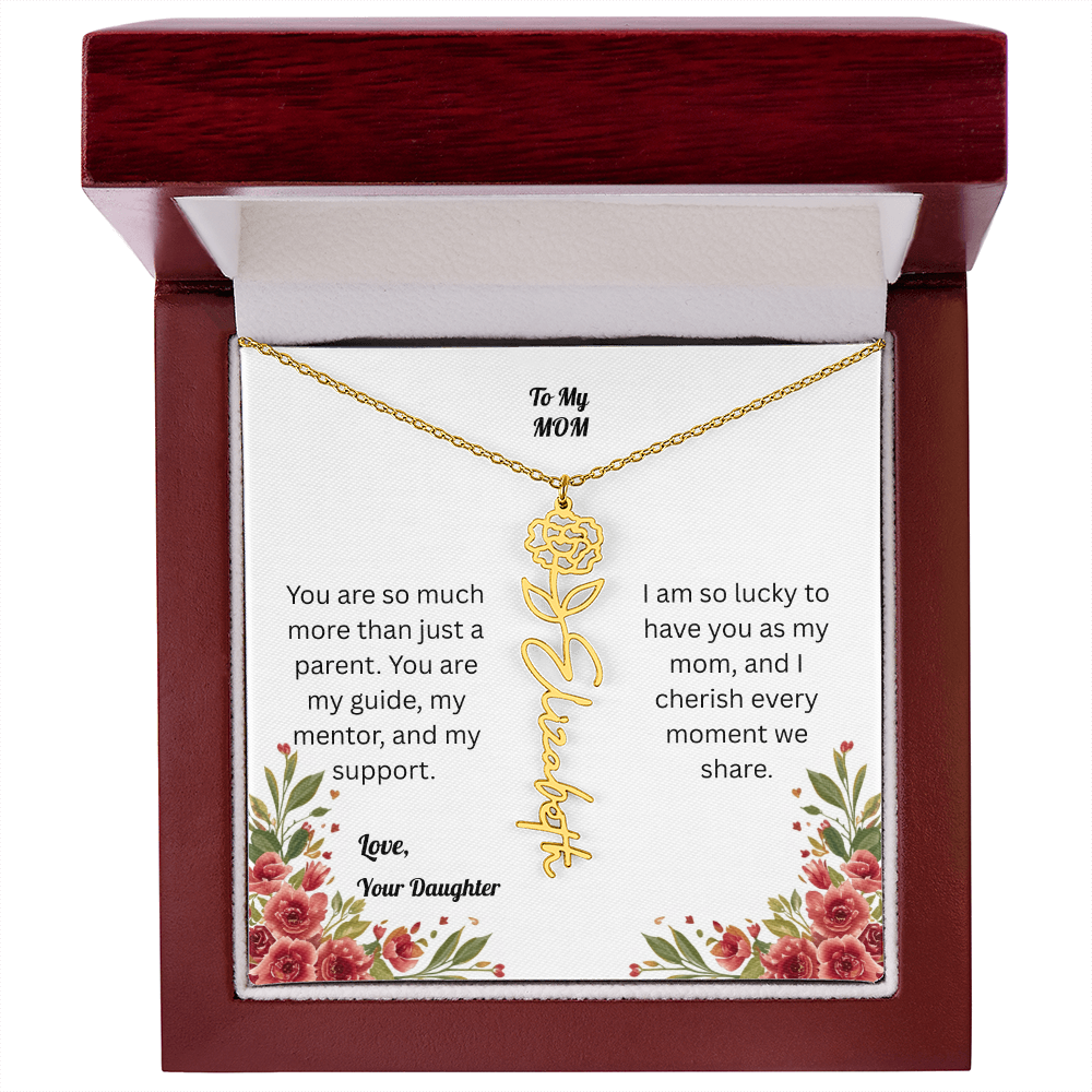 The Mother's Day Garden: Custom Birth Flower and Name Necklace from Daughter