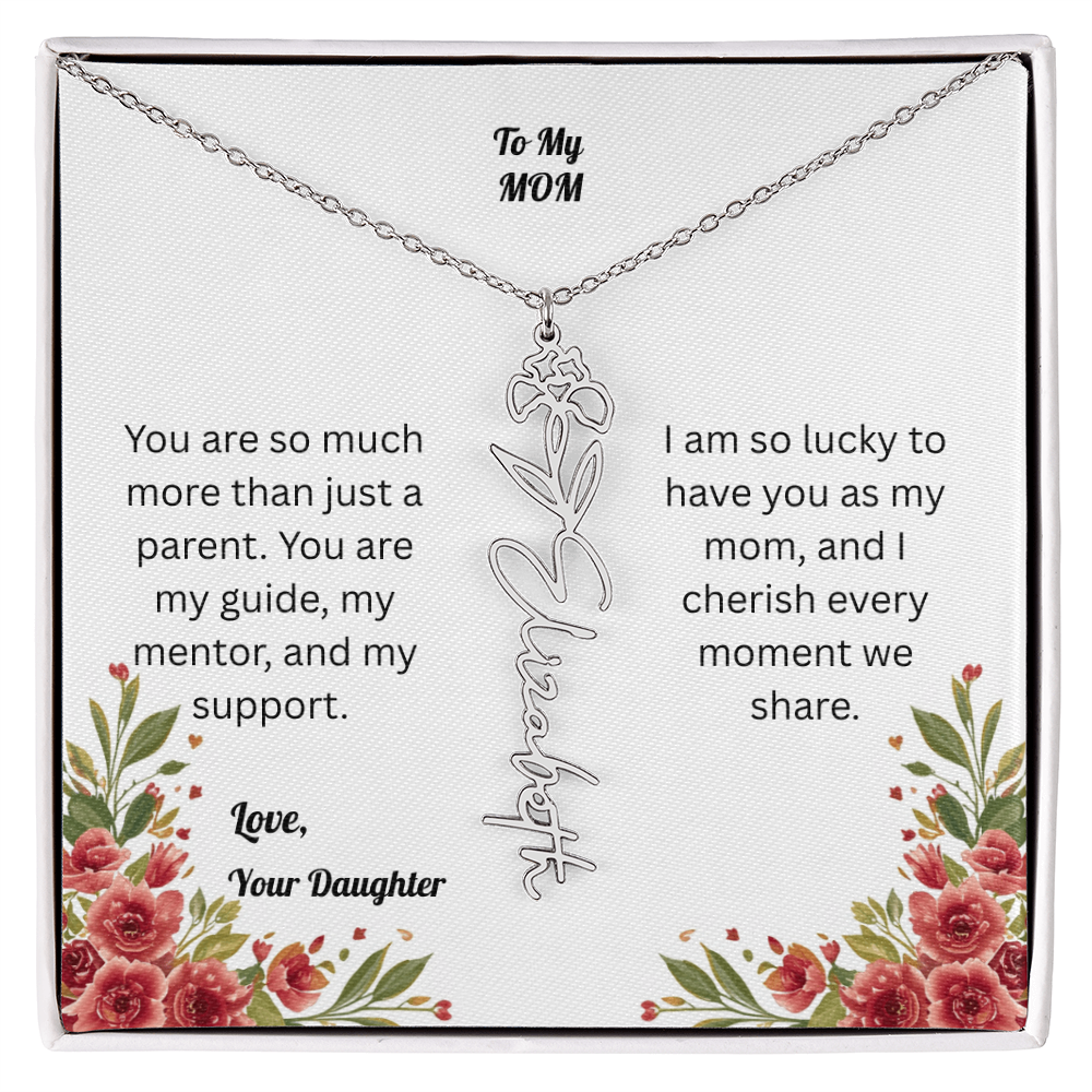 The Mother's Day Garden: Custom Birth Flower and Name Necklace from Daughter