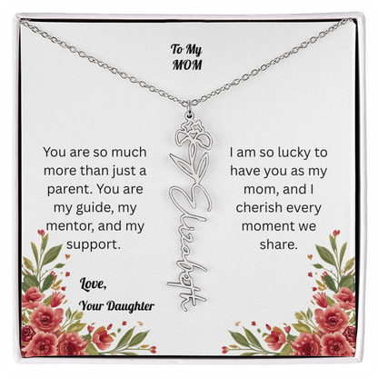 The Mother's Day Garden: Custom Birth Flower and Name Necklace from Daughter