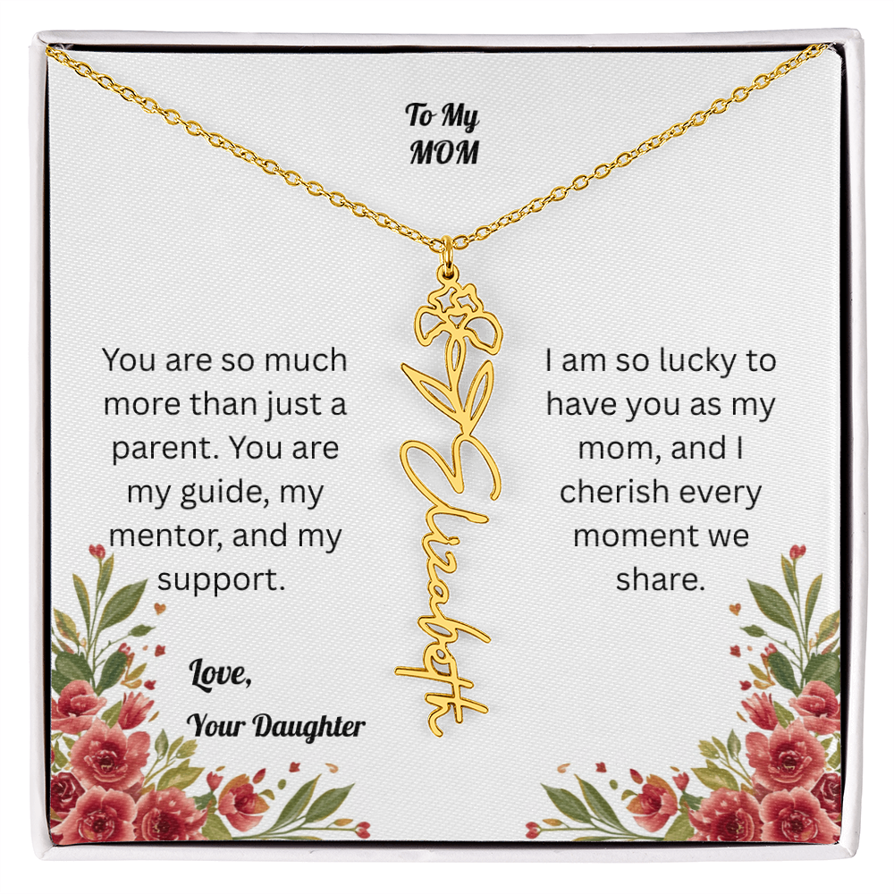 The Mother's Day Garden: Custom Birth Flower and Name Necklace from Daughter