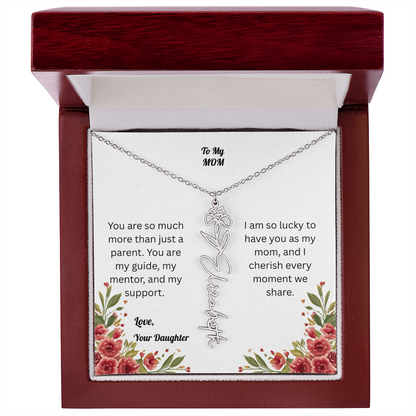 The Mother's Day Garden: Custom Birth Flower and Name Necklace from Daughter