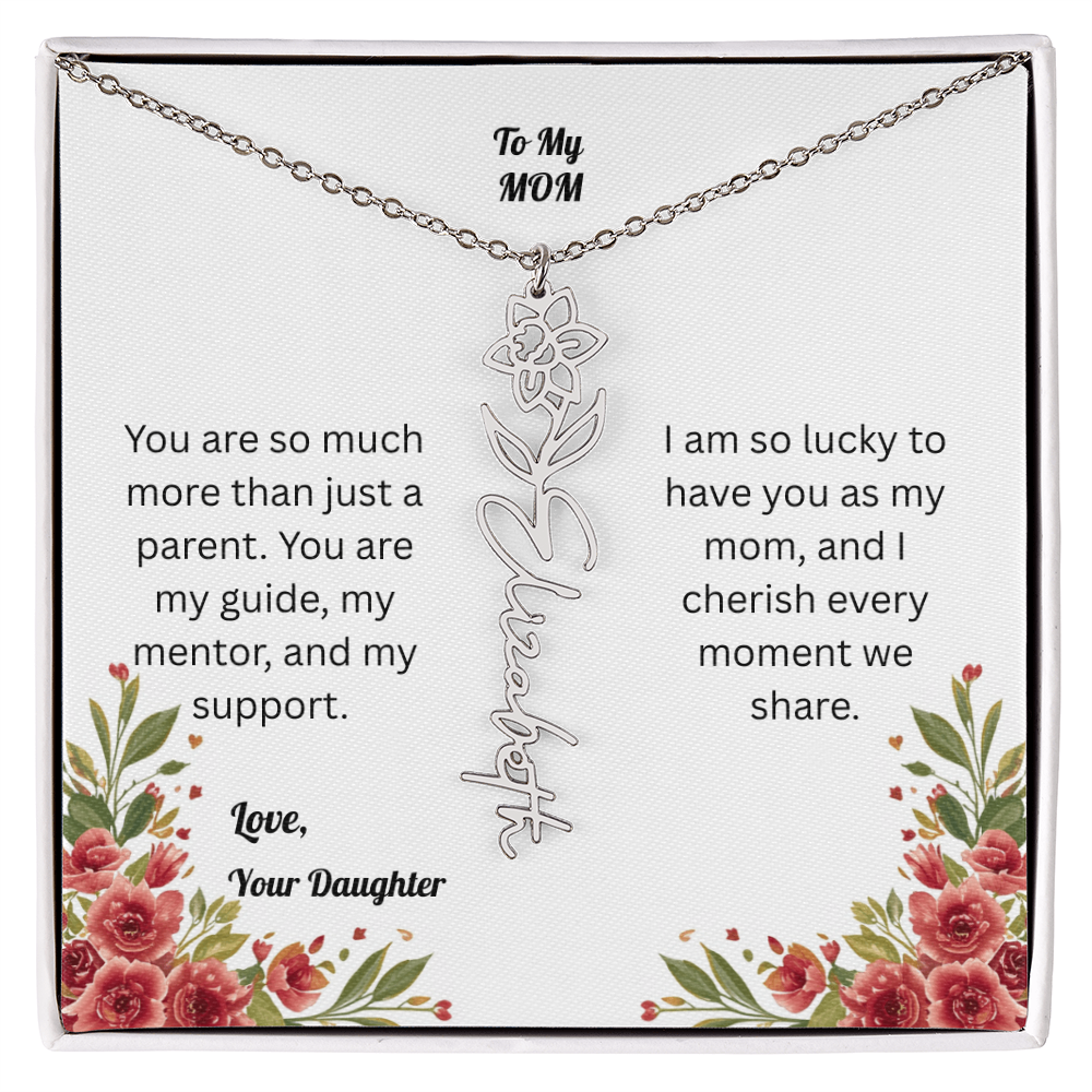 The Mother's Day Garden: Custom Birth Flower and Name Necklace from Daughter