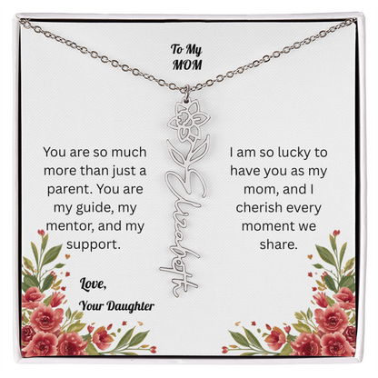 The Mother's Day Garden: Custom Birth Flower and Name Necklace from Daughter