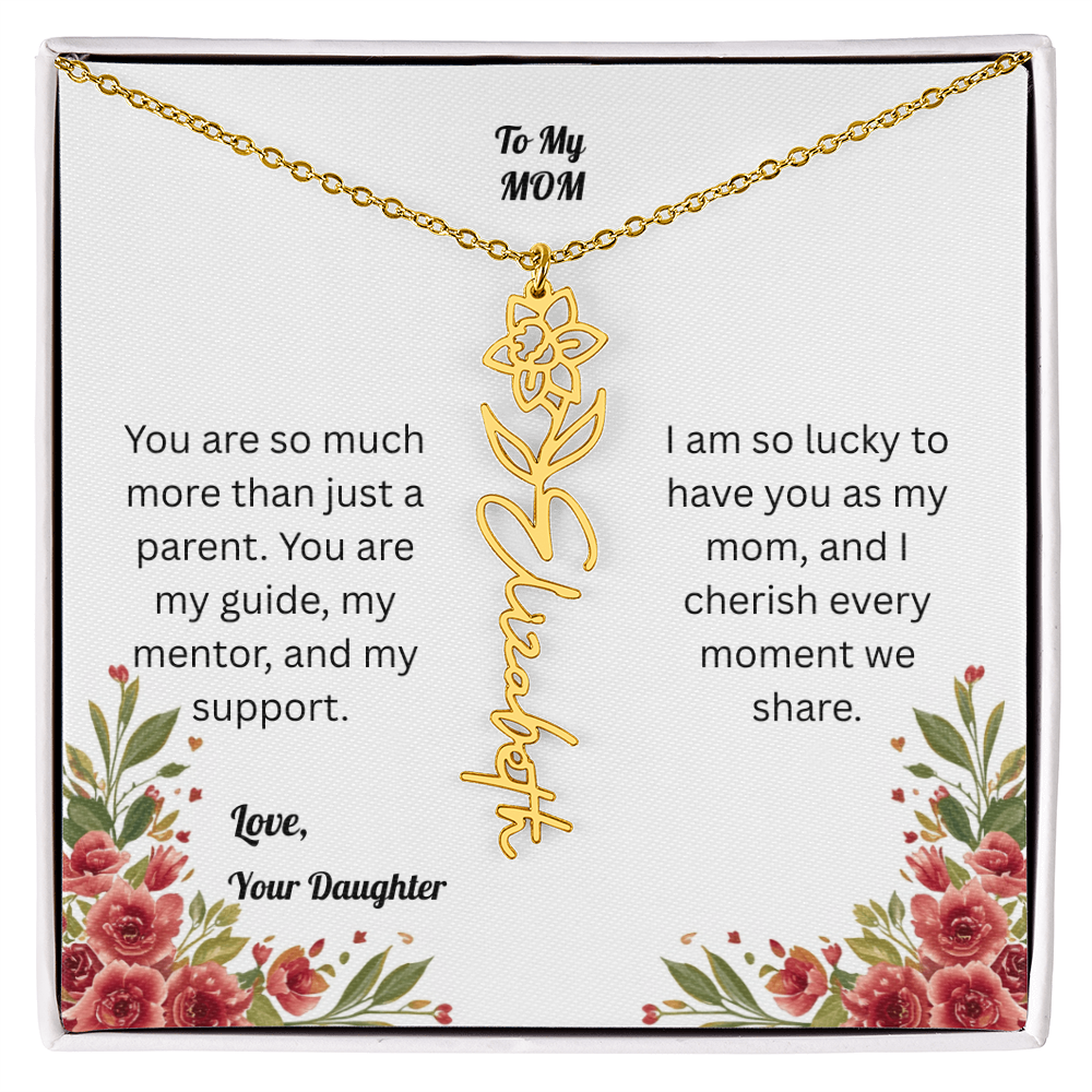 The Mother's Day Garden: Custom Birth Flower and Name Necklace from Daughter