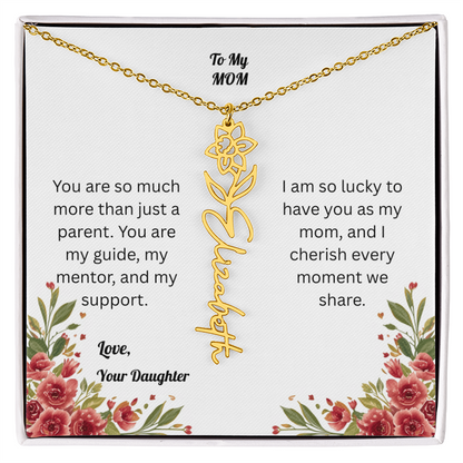 The Mother's Day Garden: Custom Birth Flower and Name Necklace from Daughter