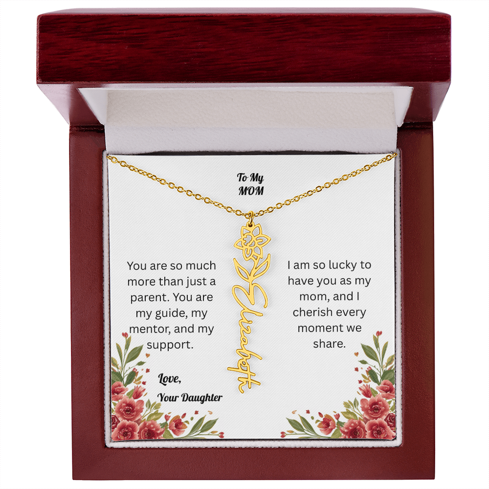 The Mother's Day Garden: Custom Birth Flower and Name Necklace from Daughter