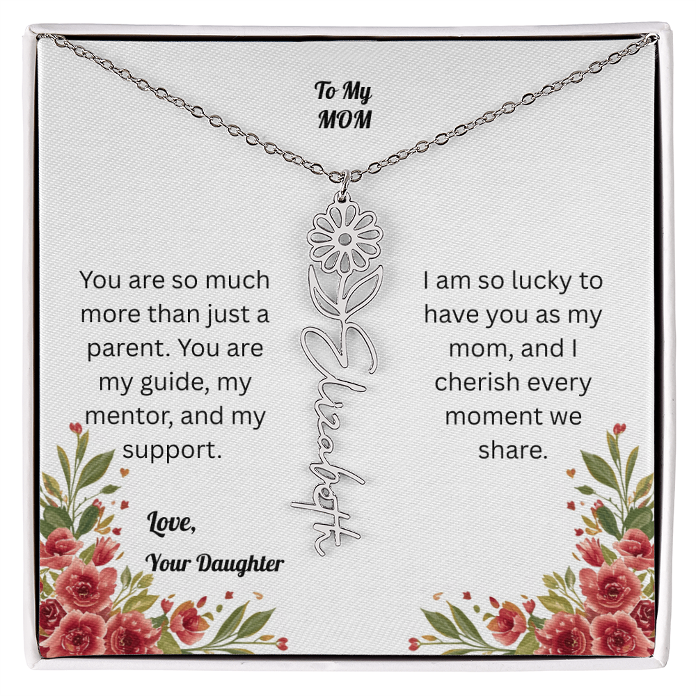 The Mother's Day Garden: Custom Birth Flower and Name Necklace from Daughter