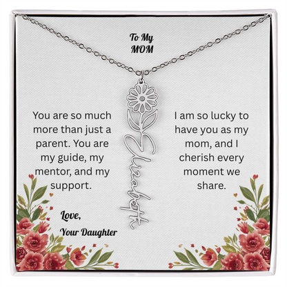 The Mother's Day Garden: Custom Birth Flower and Name Necklace from Daughter