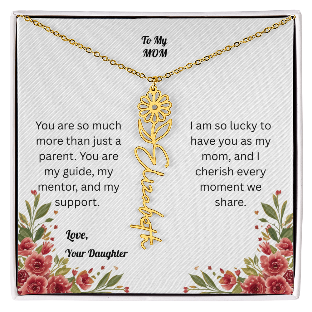 The Mother's Day Garden: Custom Birth Flower and Name Necklace from Daughter