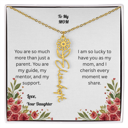 The Mother's Day Garden: Custom Birth Flower and Name Necklace from Daughter