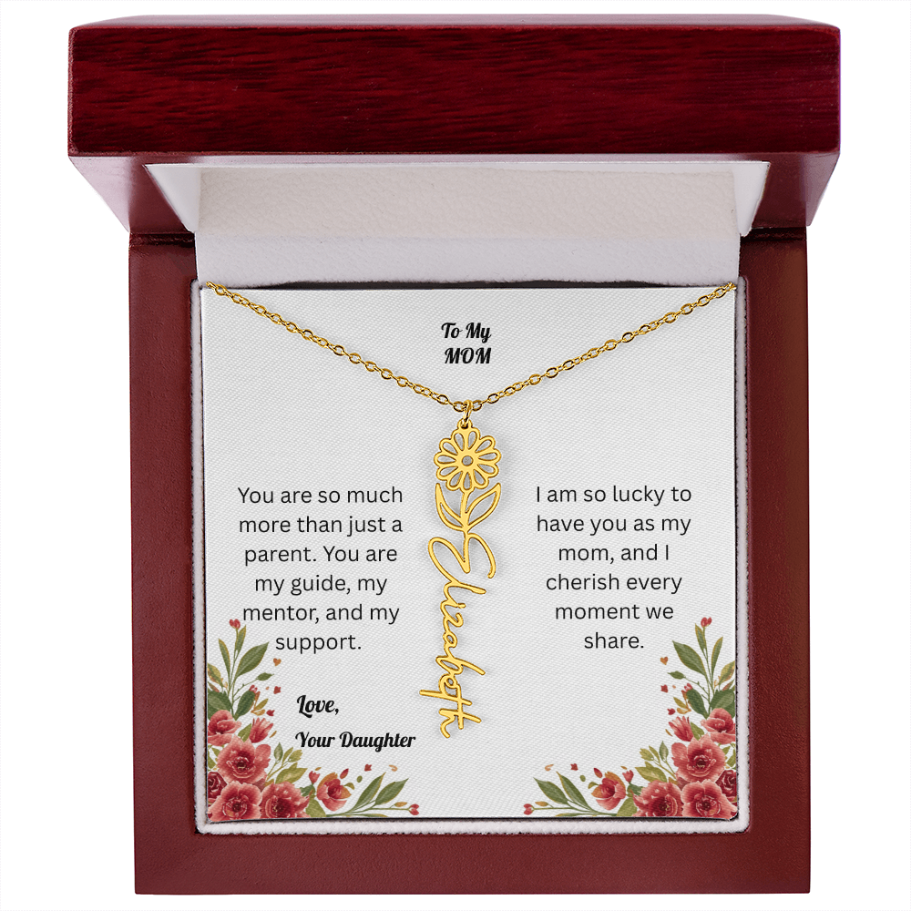 The Mother's Day Garden: Custom Birth Flower and Name Necklace from Daughter
