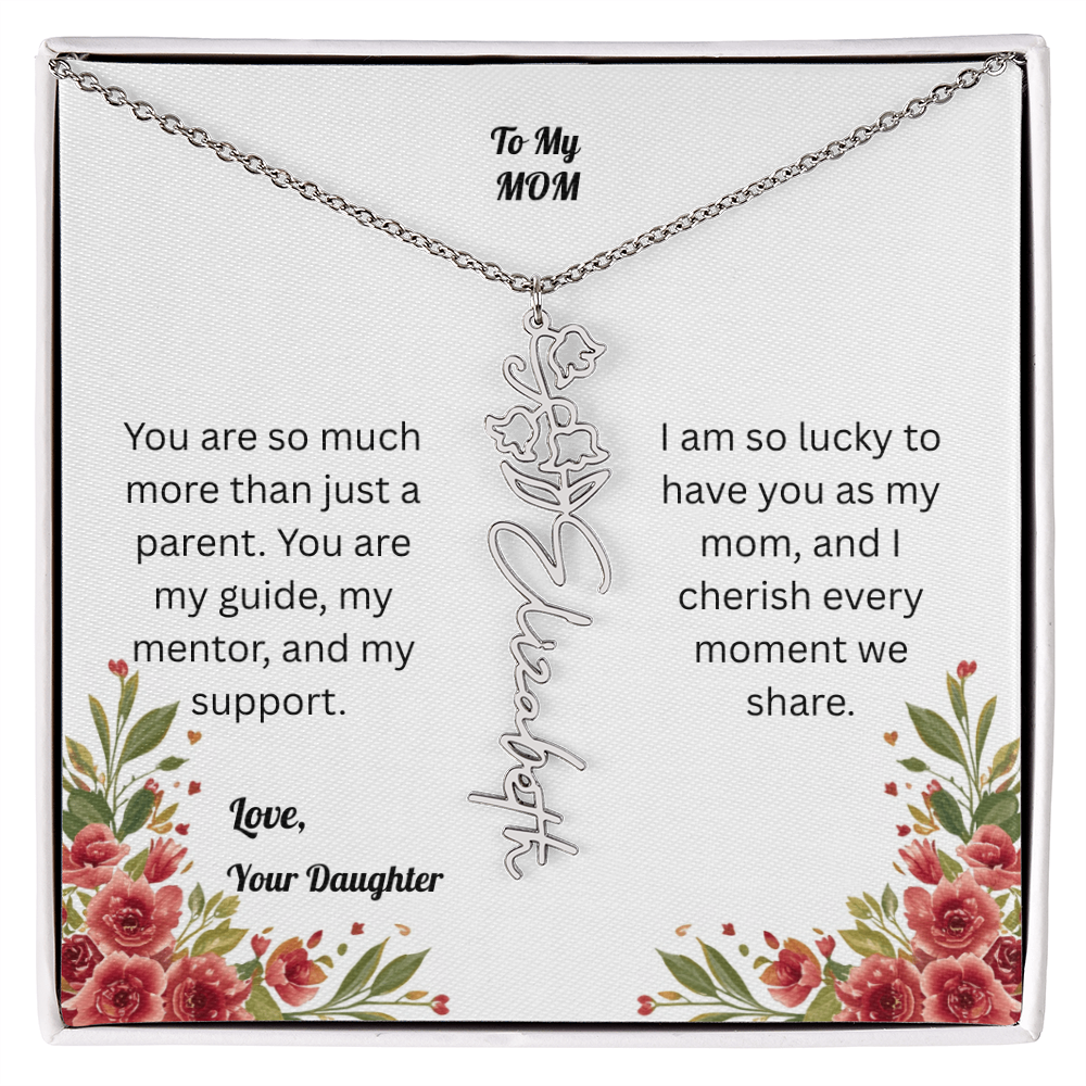 The Mother's Day Garden: Custom Birth Flower and Name Necklace from Daughter