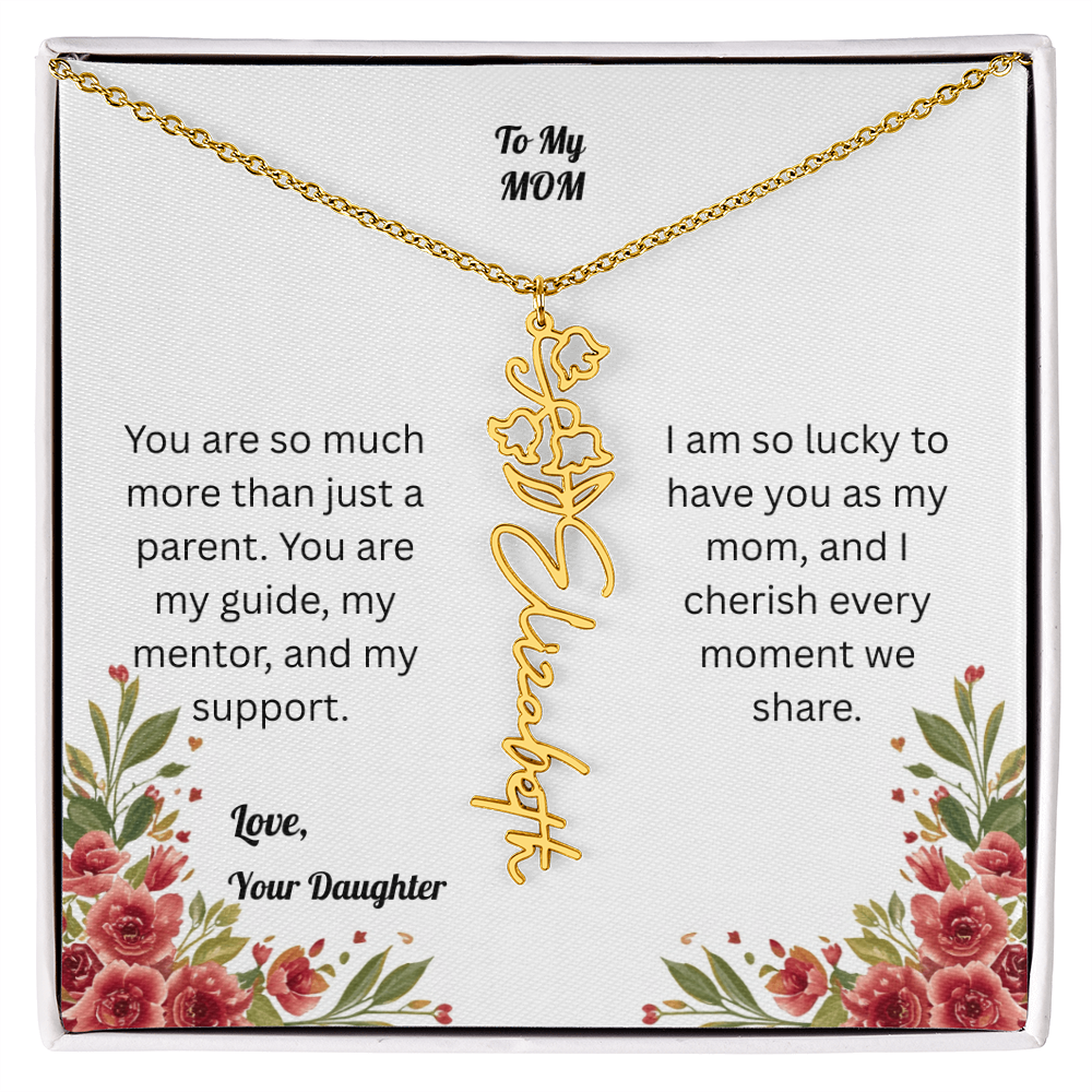 The Mother's Day Garden: Custom Birth Flower and Name Necklace from Daughter