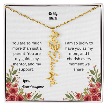 The Mother's Day Garden: Custom Birth Flower and Name Necklace from Daughter