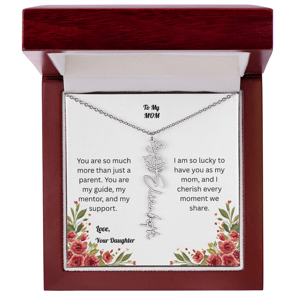 The Mother's Day Garden: Custom Birth Flower and Name Necklace from Daughter
