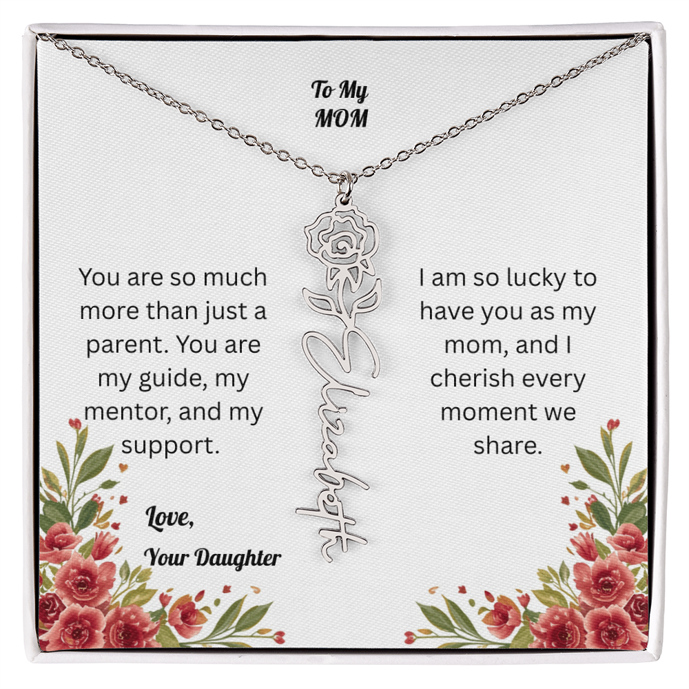 The Mother's Day Garden: Custom Birth Flower and Name Necklace from Daughter