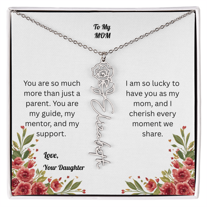 The Mother's Day Garden: Custom Birth Flower and Name Necklace from Daughter