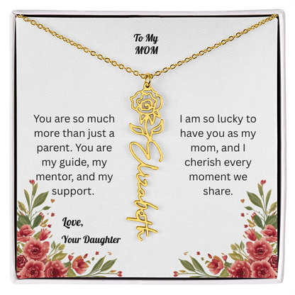 The Mother's Day Garden: Custom Birth Flower and Name Necklace from Daughter