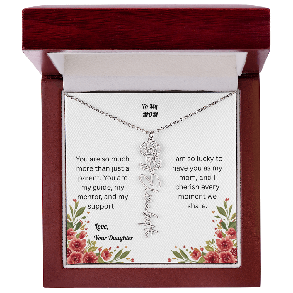 The Mother's Day Garden: Custom Birth Flower and Name Necklace from Daughter