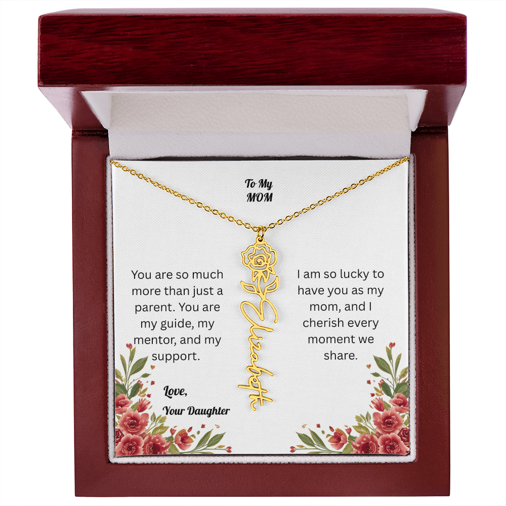 The Mother's Day Garden: Custom Birth Flower and Name Necklace from Daughter