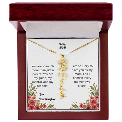The Mother's Day Garden: Custom Birth Flower and Name Necklace from Daughter