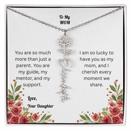 The Mother's Day Garden: Custom Birth Flower and Name Necklace from Daughter