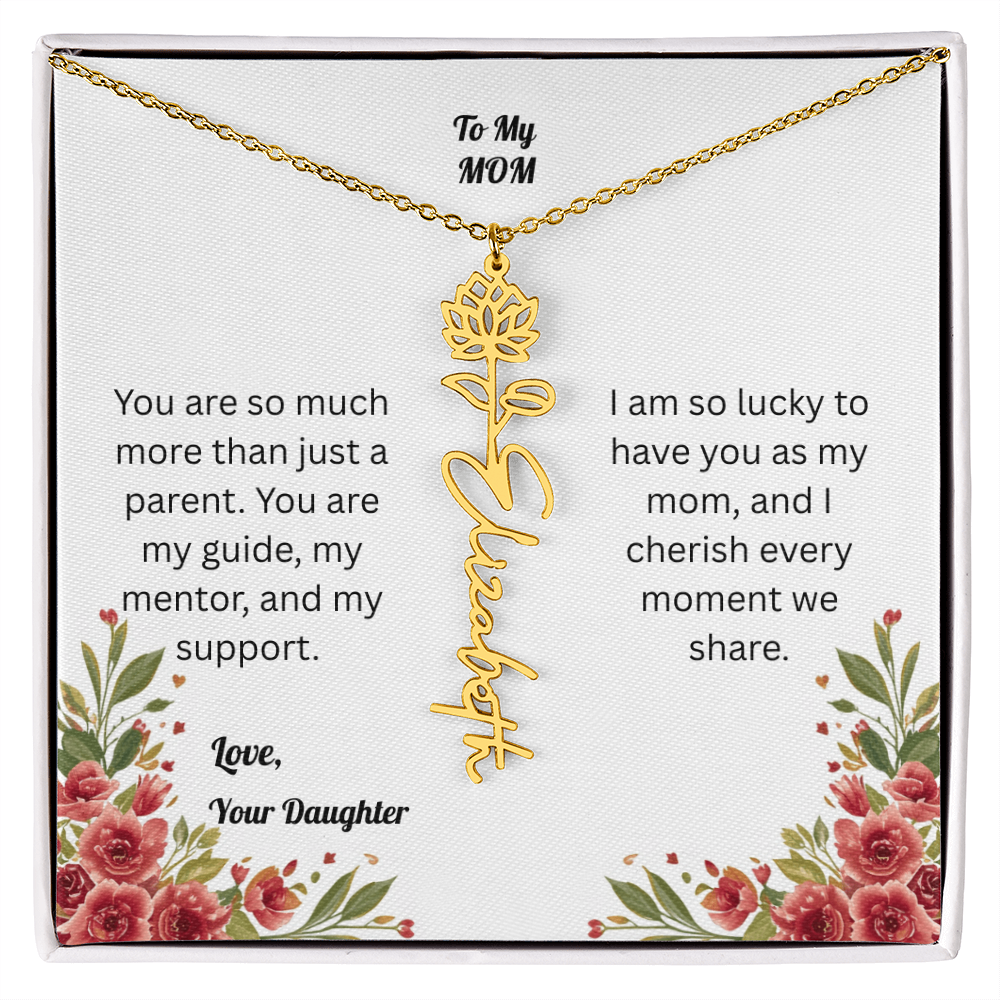 The Mother's Day Garden: Custom Birth Flower and Name Necklace from Daughter