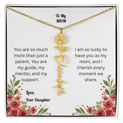 The Mother's Day Garden: Custom Birth Flower and Name Necklace from Daughter