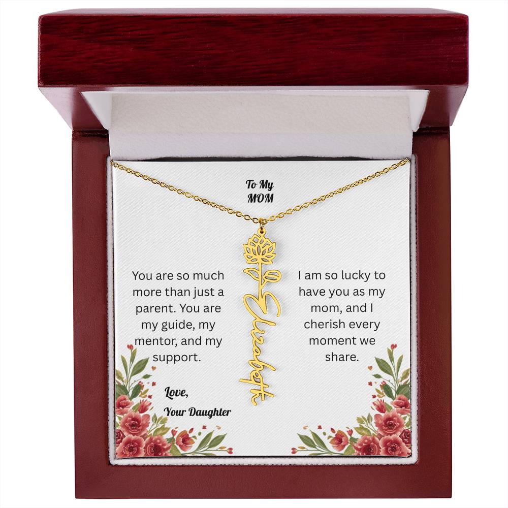 The Mother's Day Garden: Custom Birth Flower and Name Necklace from Daughter