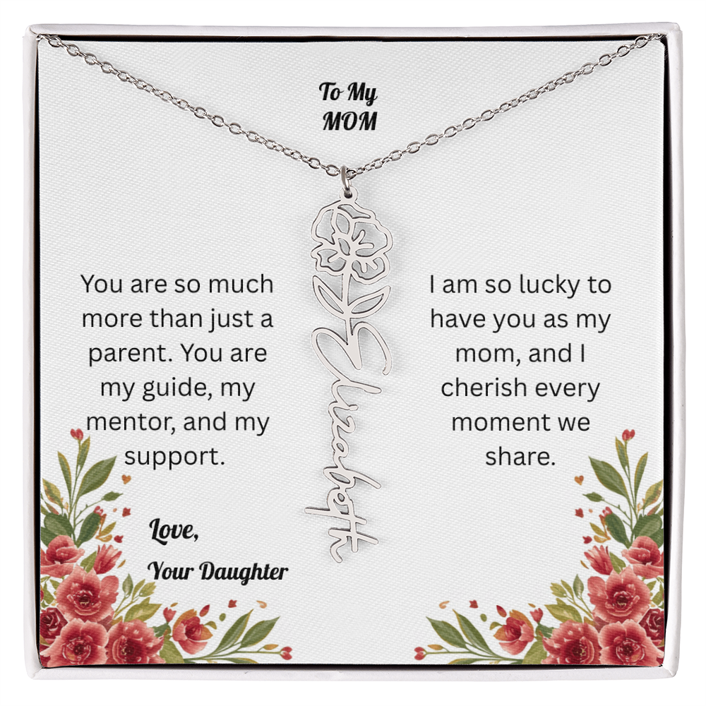 The Mother's Day Garden: Custom Birth Flower and Name Necklace from Daughter