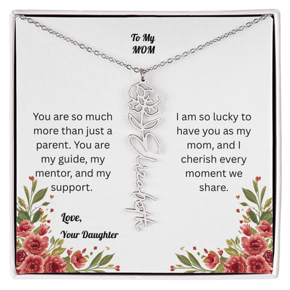 The Mother's Day Garden: Custom Birth Flower and Name Necklace from Daughter