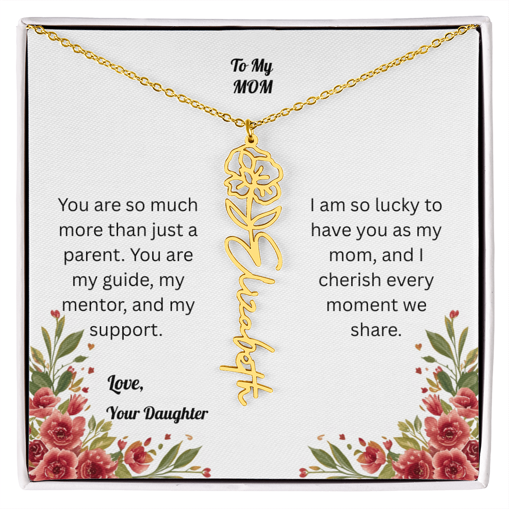The Mother's Day Garden: Custom Birth Flower and Name Necklace from Daughter