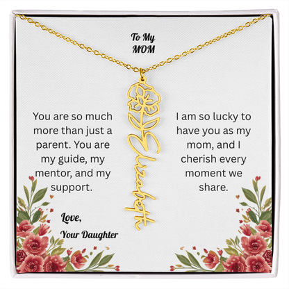 The Mother's Day Garden: Custom Birth Flower and Name Necklace from Daughter