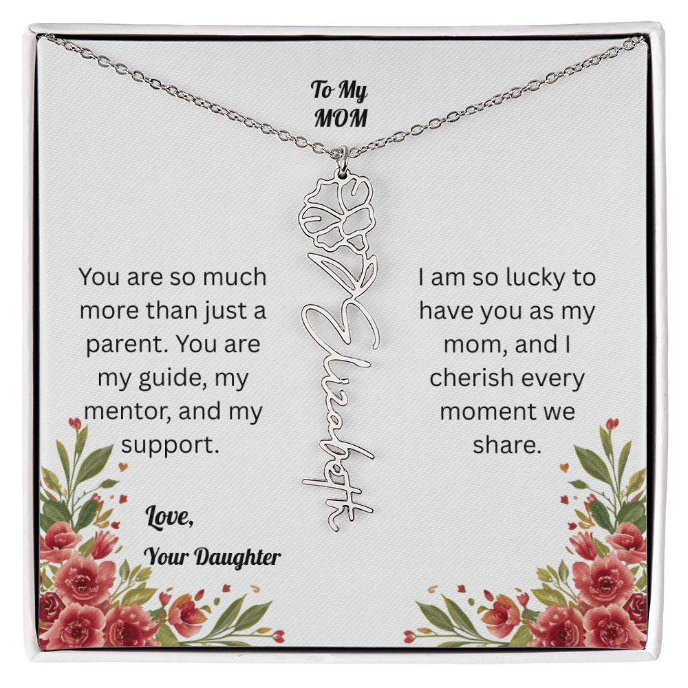 The Mother's Day Garden: Custom Birth Flower and Name Necklace from Daughter