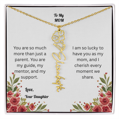 The Mother's Day Garden: Custom Birth Flower and Name Necklace from Daughter