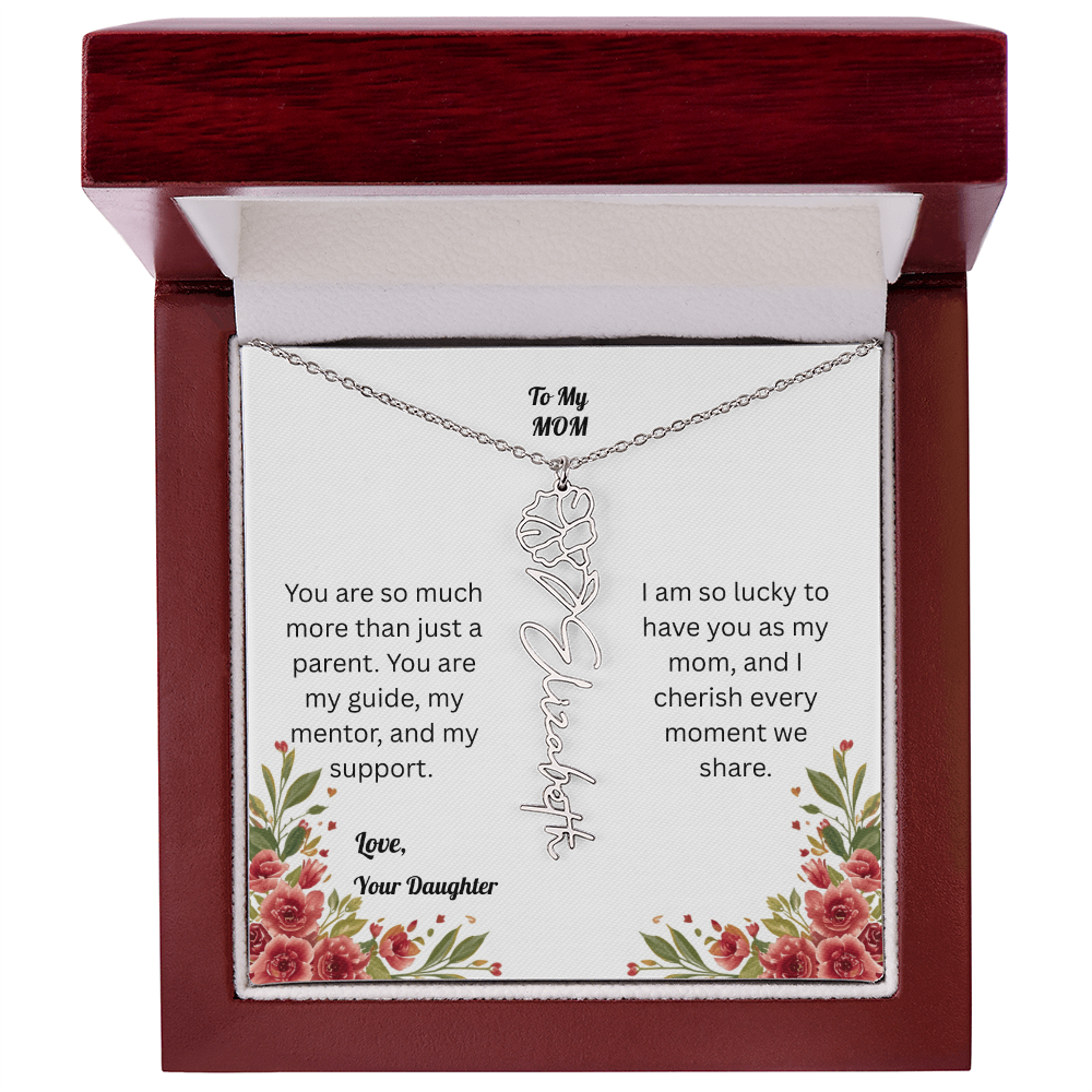 The Mother's Day Garden: Custom Birth Flower and Name Necklace from Daughter