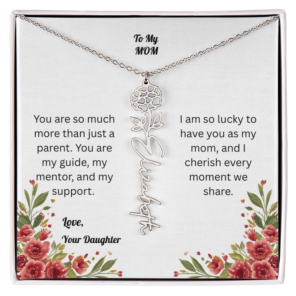 The Mother's Day Garden: Custom Birth Flower and Name Necklace from Daughter