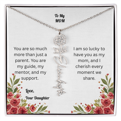 The Mother's Day Garden: Custom Birth Flower and Name Necklace from Daughter