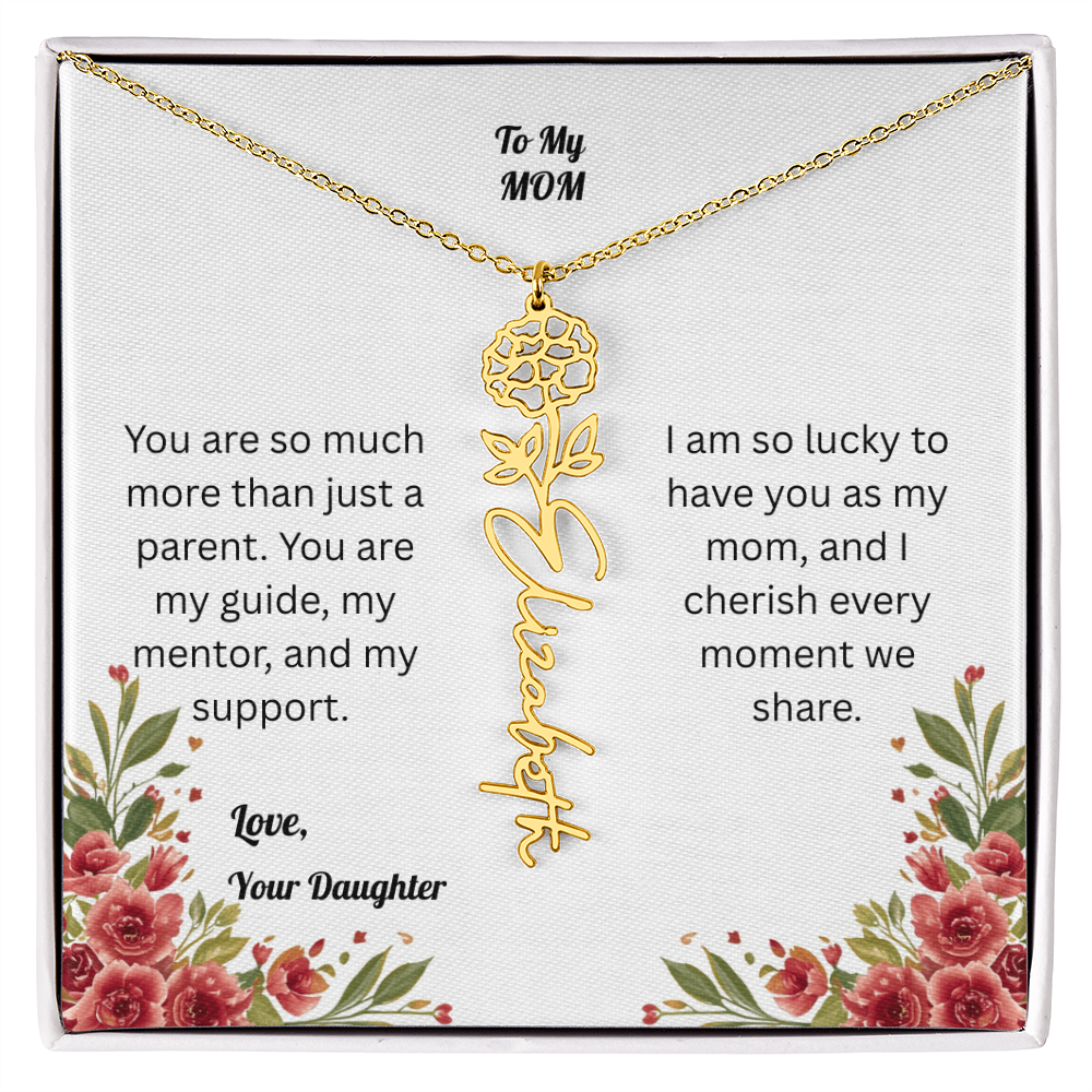 The Mother's Day Garden: Custom Birth Flower and Name Necklace from Daughter