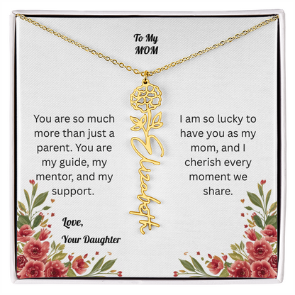 The Mother's Day Garden: Custom Birth Flower and Name Necklace from Daughter