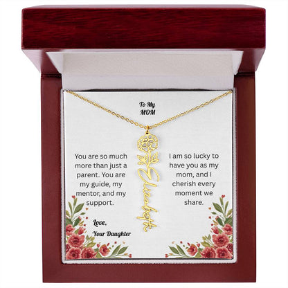 The Mother's Day Garden: Custom Birth Flower and Name Necklace from Daughter