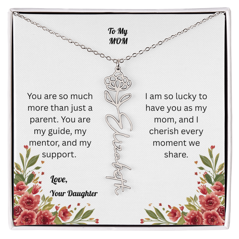 The Mother's Day Garden: Custom Birth Flower and Name Necklace from Daughter