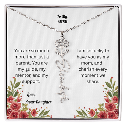 The Mother's Day Garden: Custom Birth Flower and Name Necklace from Daughter