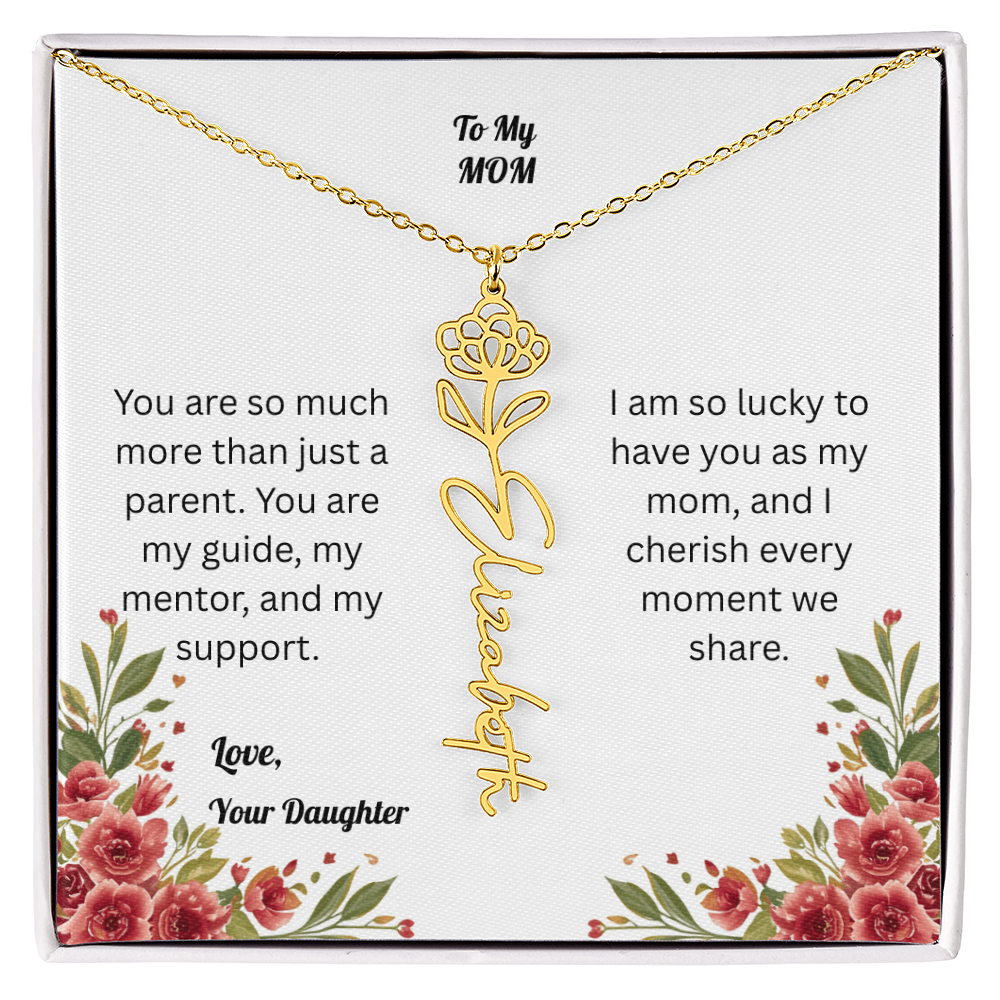 The Mother's Day Garden: Custom Birth Flower and Name Necklace from Daughter