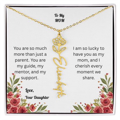 The Mother's Day Garden: Custom Birth Flower and Name Necklace from Daughter