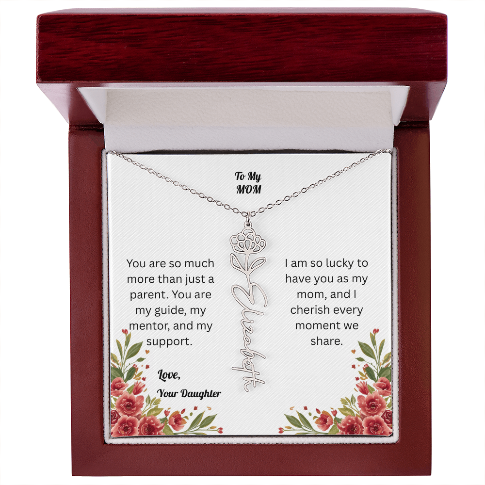 The Mother's Day Garden: Custom Birth Flower and Name Necklace from Daughter