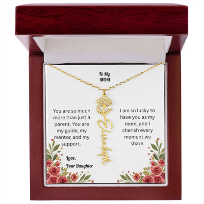 The Mother's Day Garden: Custom Birth Flower and Name Necklace from Daughter